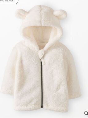 Hanna Andersson Fleece Teddy Zip Up Sweater Hooded Bear Toddler 3T